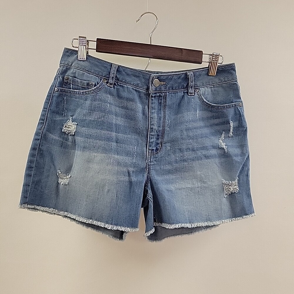 Versona Denim Blue Jean Shorts Modern Distressed Womens Size 10